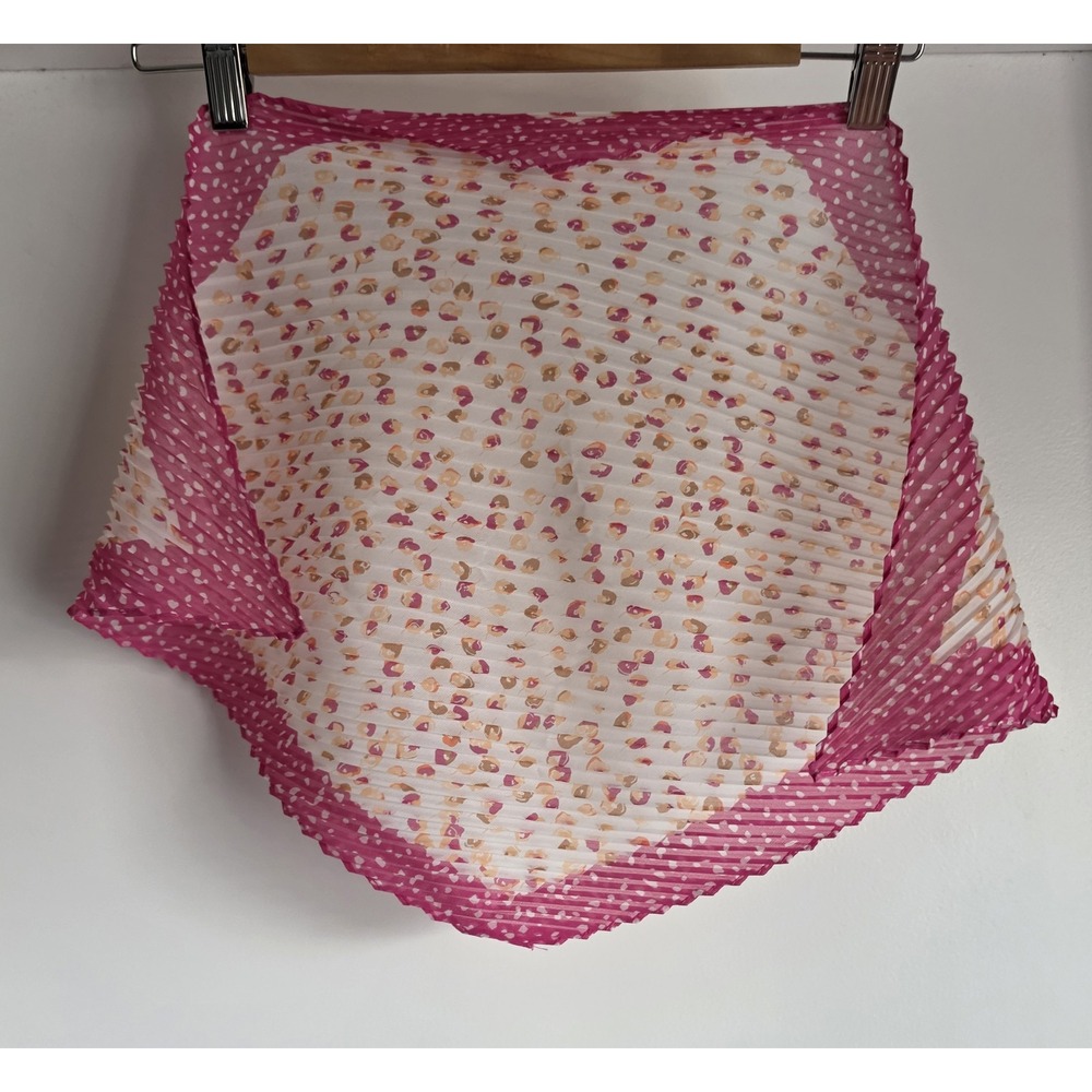 Women's Pink White Tan Polka Dot Animal Print Head Scarf Pleated